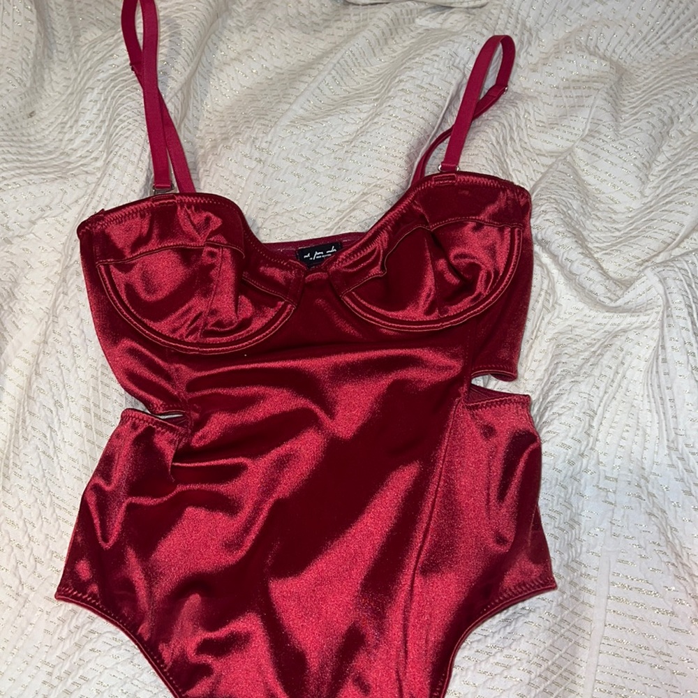 Urban Outfitters Red Satin Corset BodySuit Size Small